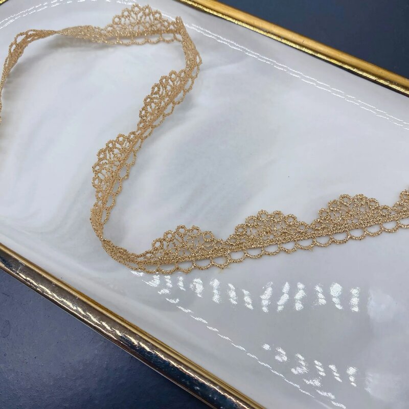 Dentelle florale creuse Adelale en fil d'or, tissu de garniture, bricolage brodé pour la couture, décoration, accessoires de bijoux, 5 mètres