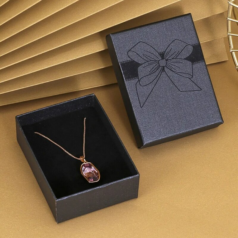 Hot Stamping Bow Jewelry Packaging Box Ring Necklace Earrings Organizer Storage High-end Gift Box Thhicken Paper Jewelry Box