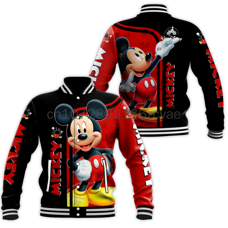 Giacca da Baseball Disney Mickey Mouse 2024 nuova giacca da Baseball Casual Disney giacca Oversize da uomo e da donna di strada