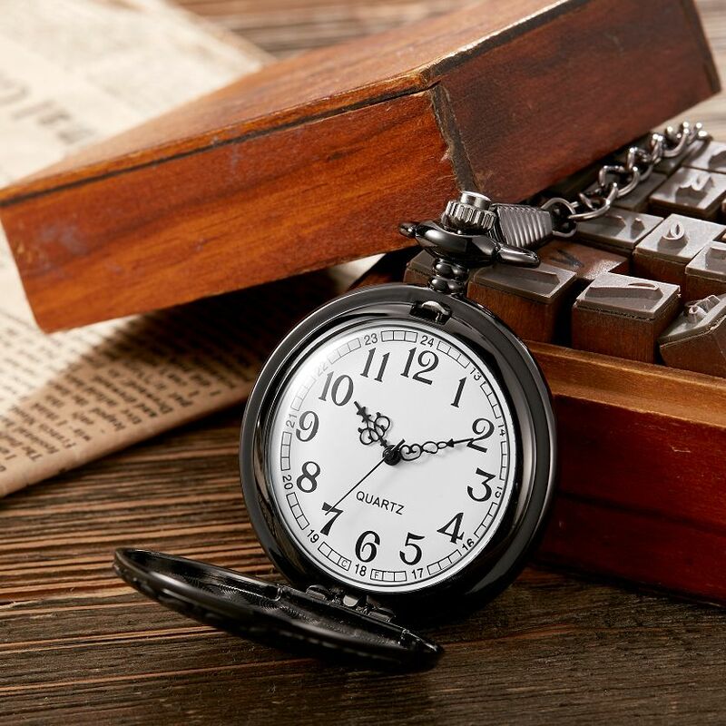 โบราณ Steampunk Vintage ตัวเลขอาหรับนาฬิกาควอตซ์กรณีรูปแบบดอกไม้สร้อยคอจี้ห่วงโซ่นาฬิกาผู้ชายผู้หญิง