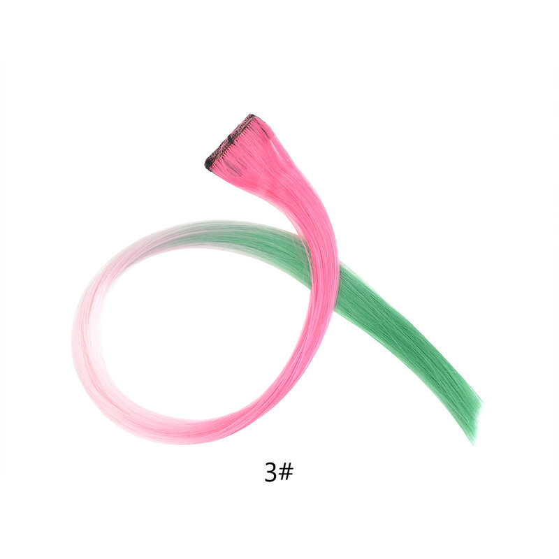 Extensiones de Cabello con Clip recto, accesorios para el cabello con gradiente de 3 colores, 19,5 pulgadas