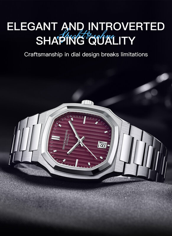 2024 Specht & Sohne jam tangan otomatis pria, jam tangan otomatis warna coklat Jepang NH35 Movt kristal safir Stainless Steel 50M tahan air