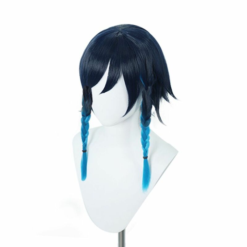 Anime peruka Venti niebieski i czarny warkocz z gradientem odwrócony peruka do cosplay opaska z anime Wendy peruki syntetyczne włosów Pelucas na codzienną imprezę