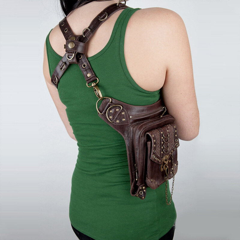 Bolso de mano de motocicleta Steampunk para hombres y mujeres, bolso de mensajero gótico, mini bolso de cinturón de viaje, nuevo