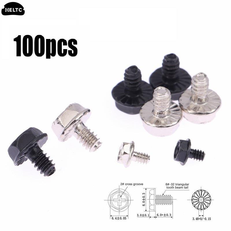 100pcs Toothed Hex 6/32 Computer PC Case Hard Drive Motherboard Mounting Screws For Motherboard PC Case CD-ROM Hard Disk