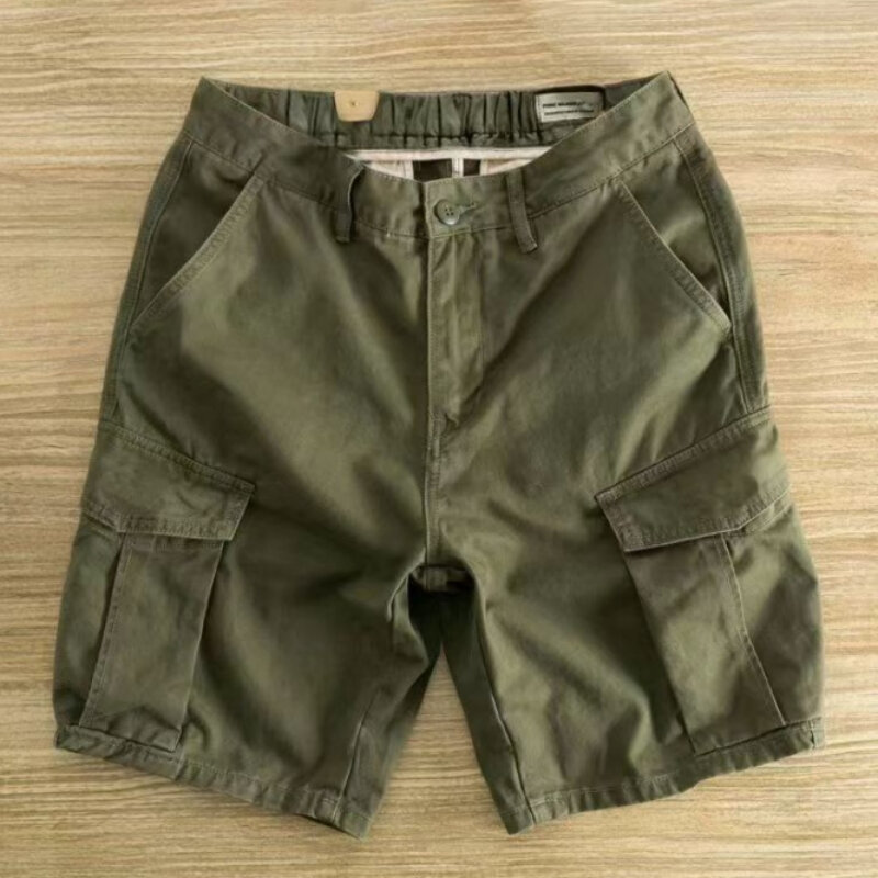 Male Short Pants with Pockets Solid Zipper Men's Cargo Shorts Elegant Vintage Harajuku Loose Luxury Y2k New in Summer Clothes