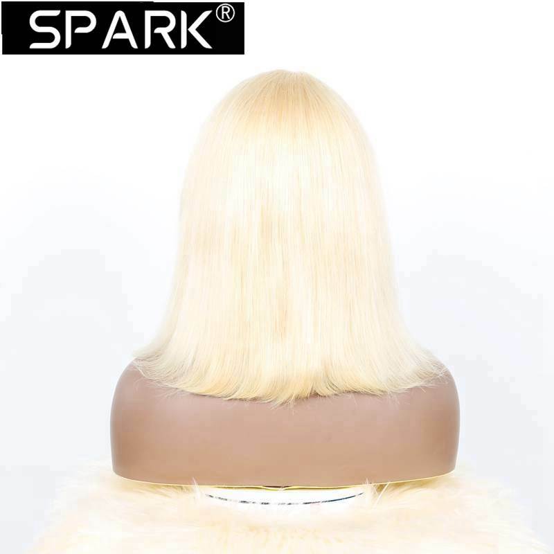 SPARK 613 Honey Blonde Short Bob Wig Hd 13x4 Lace Front Human Hair Bone Straight 613 Colored 13x4 Lace Frontal Wigs For Women