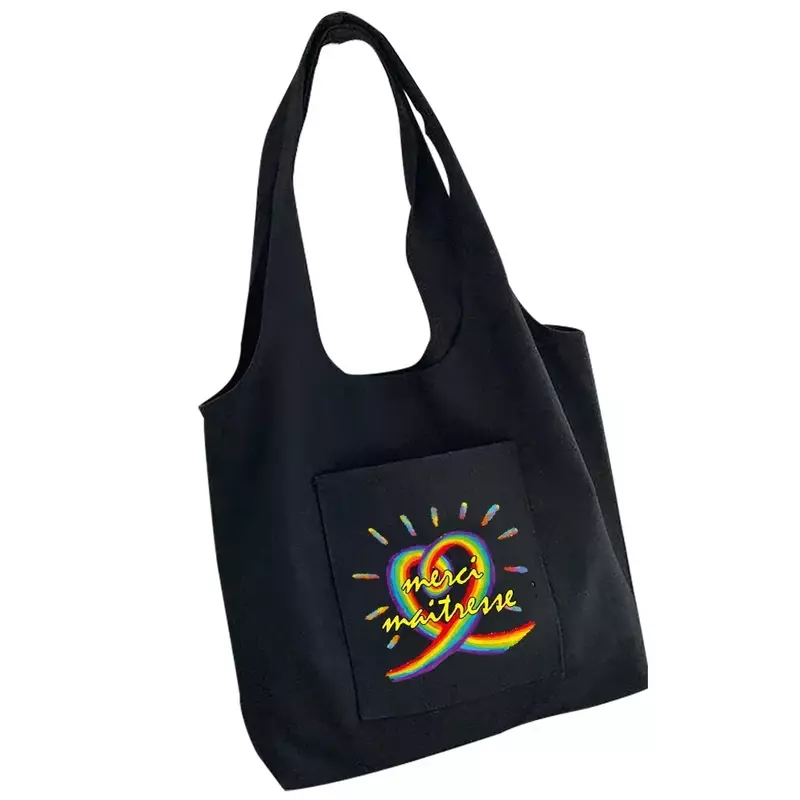 BQF01 Foldable Tote Bag Reusable Shoulder Shopping  Women Handbags Organizer Books Pouch Rose Flower