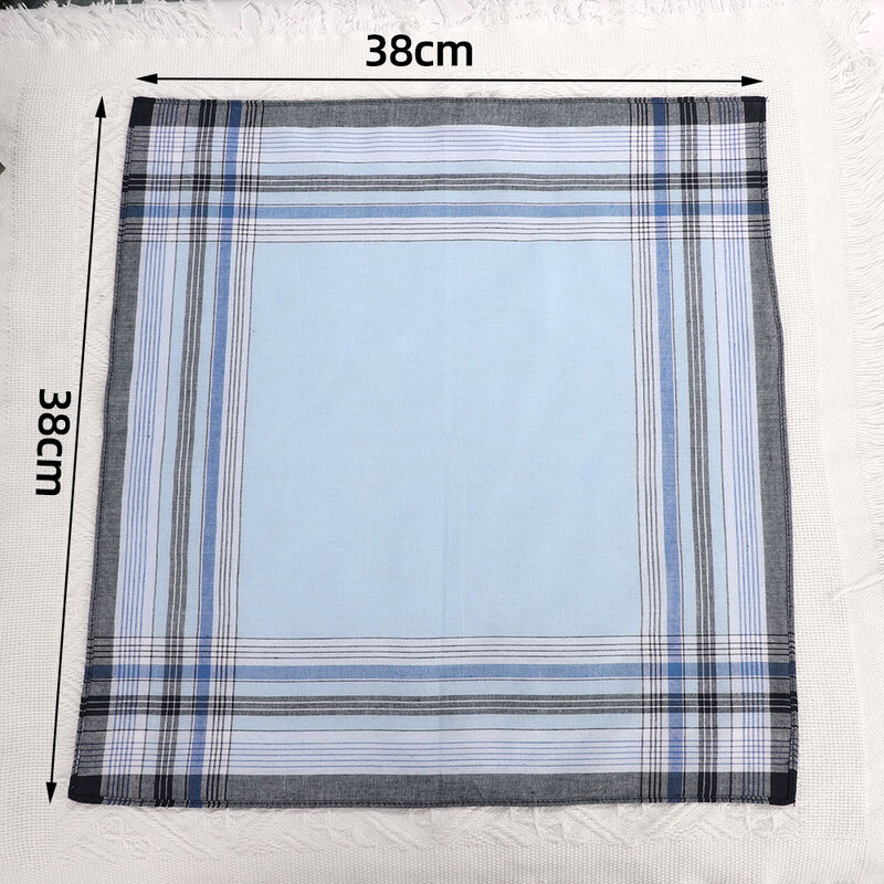 5Pcs/lot Square Plaid Stripe Handkerchiefs Men Classic Vintage Pocket Pocket Cotton Towel For Wedding Party 38*38cm Random