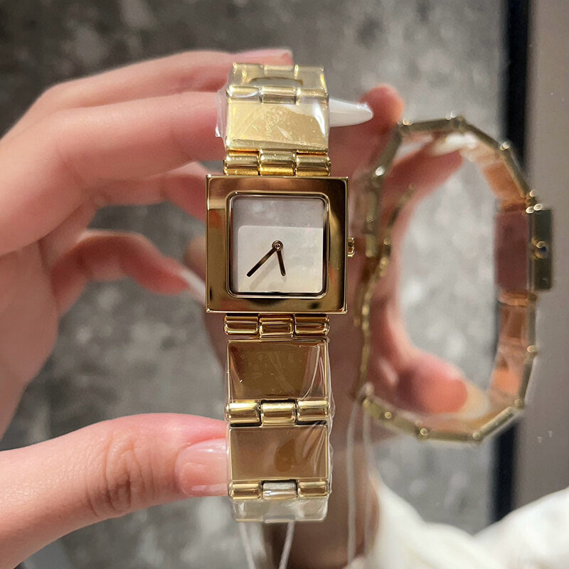 Relógio de quartzo quadrado simples para senhoras, relógio temperamento quente, moda clássica, alta qualidade, 22mm
