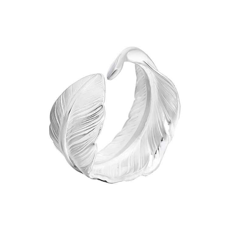 Мужское и женское кольцо из серебра 100% пробы с перьями