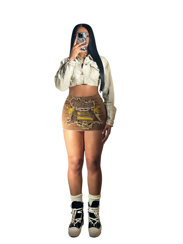 Mini-saia jeans feminina, vestido jeans de rua sexy, lápis de cintura alta, saias curtas e bonitas, roupas de verão, moda Y2K, 2024