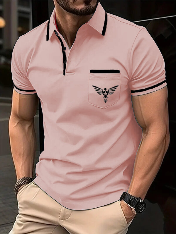 Camisa polo de manga curta masculina, camiseta slim fit, roupa casual, moda verão, nova