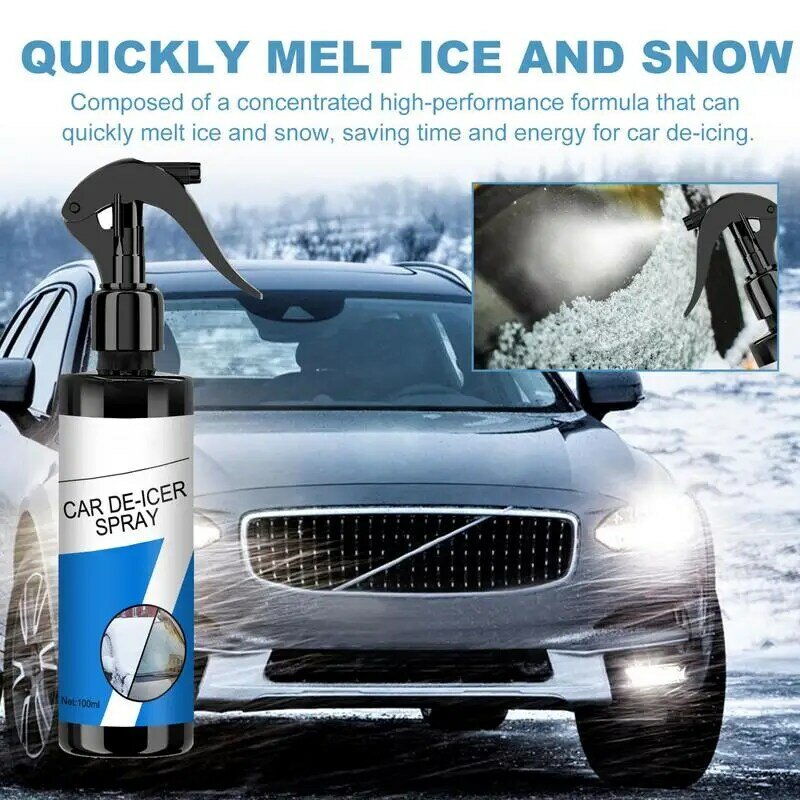 Auto Windshield Deicing Spray Snow Remover For Cars 100ml Windshield Defroster Winter Accessories For Car Instantly Melts Ice