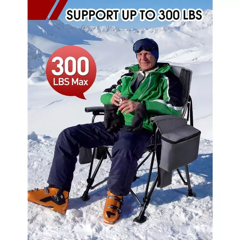 LISM-Docusroom Cadeira de acampamento aquecida, aquece para trás e assento, cadeira dobrável totalmente acolchoada para esportes ao ar livre, Travel Bag