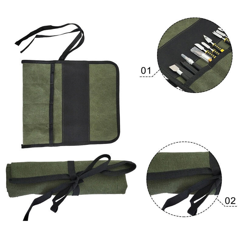 Borsa portautensili multiuso borsa per chiavi arrotolabili borsa per attrezzi da appendere borsa per cacciaviti in tessuto Oxford 33x27cm