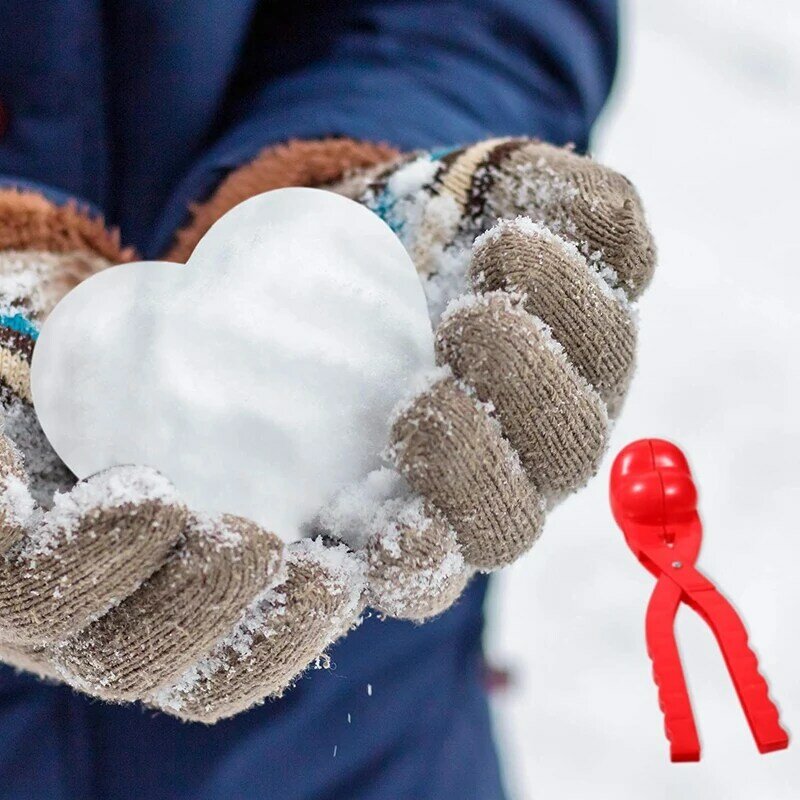 Mainan bola salju hati, mainan salju untuk anak-anak di luar ruangan, bola salju musim dingin menyenangkan, pembuat bola salju dengan pegangan