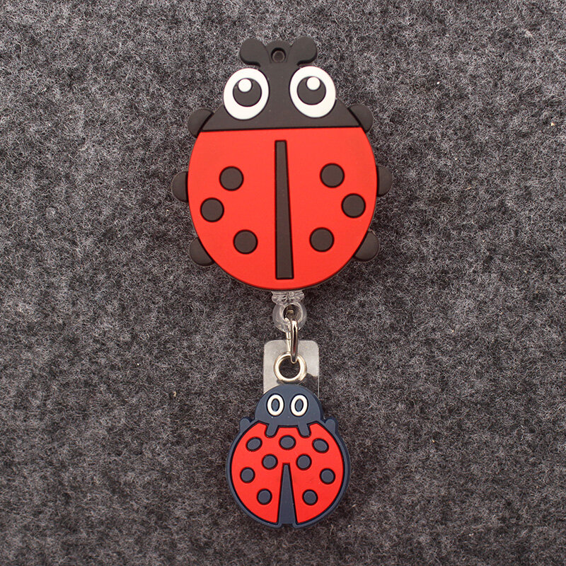 Cute Red Ladybird Double Face Style Retractable Card Holder Badge Reel Nurse Exhibition Enfermera Girl And Boy Name Card