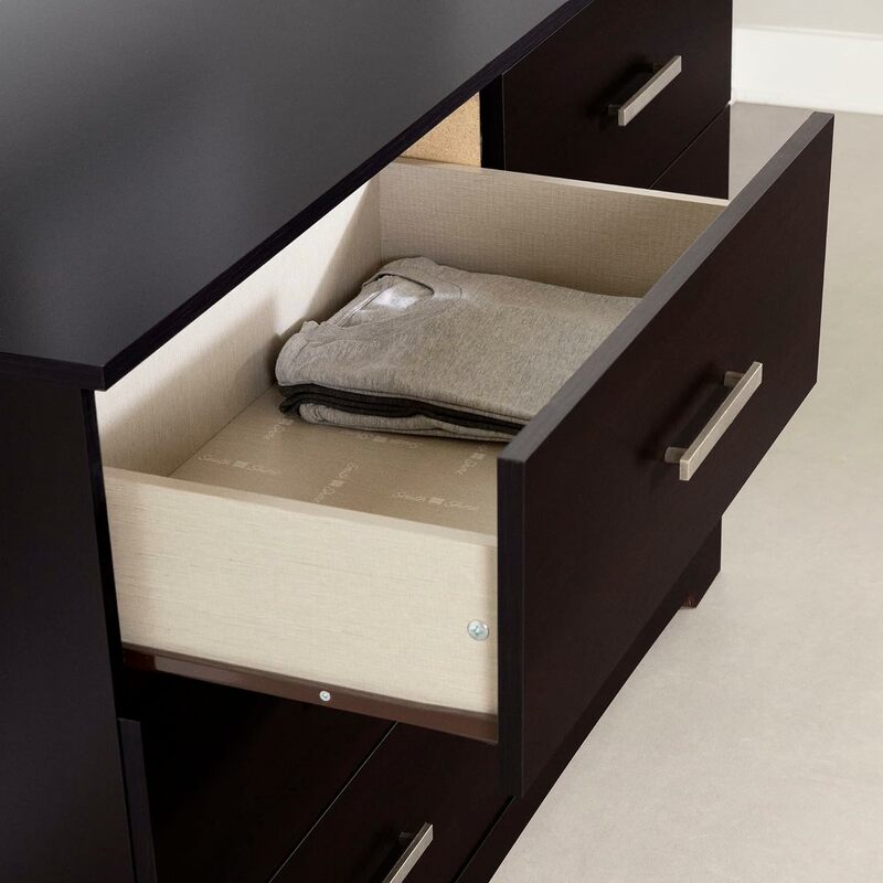 6-Drawer Double Dresser, Chocolate vanity desk  bedroom sets  dressers for bedroom