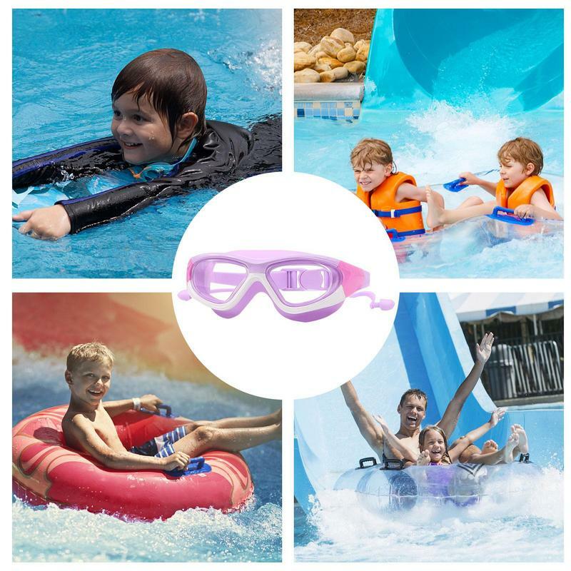 نظارات السباحة للشباب نظارات مريحة للأطفال مع سدادات الأذن نظارات السباحة للأطفال المراهقين الشباب السباحة نظارات تسرب برهان ل