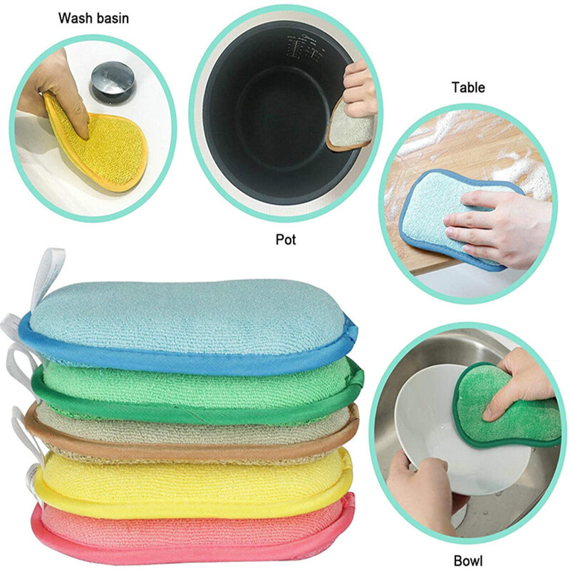 Esponja de limpieza antimicrobiana de 4 piezas, esponja mágica de melamina, esponja de cocina para lavar platos, cepillo para sartén