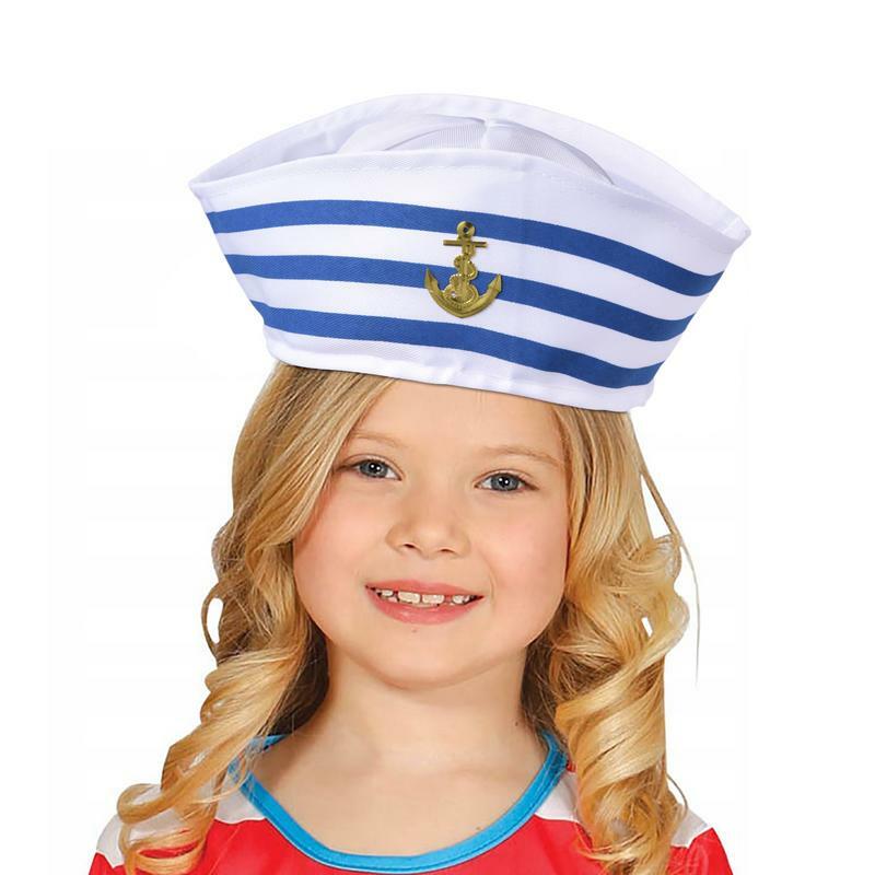 Verstelbare Navy Matroos Hoed Kostuum Witte En Blauwe Strepen Captain Sailor Hat Festival Party Cosplay Kostuum Rekwisieten Voor Volwassenen Kid