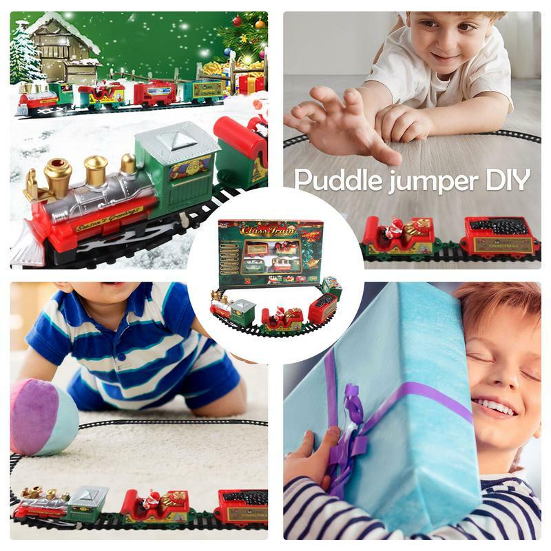 O trem clássico do brinquedo do Natal ajusta-se com carros da carga, DIY que monta brinquedos educativos, construção do carro do trilho do divertimento