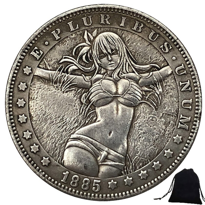 Luksusowe I Love Girl 1-Dollar 3D Art para monety zabawna kieszonkowa moneta pamiątkowa szczęśliwa moneta + torba na prezent
