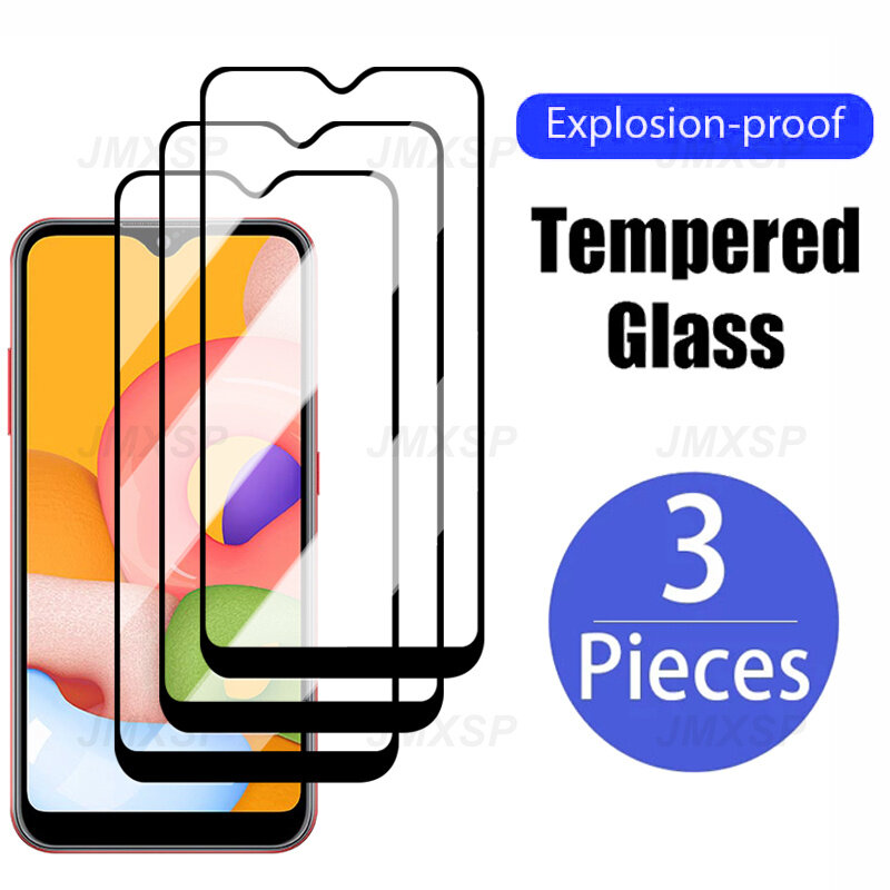 Vidrio protector para Samsung Galaxy, vidrio templado para Samsung A01, A11, A21, A21S, A31, A41, A51, A71, M01, M11, M21, M31, M51, 3 unidades