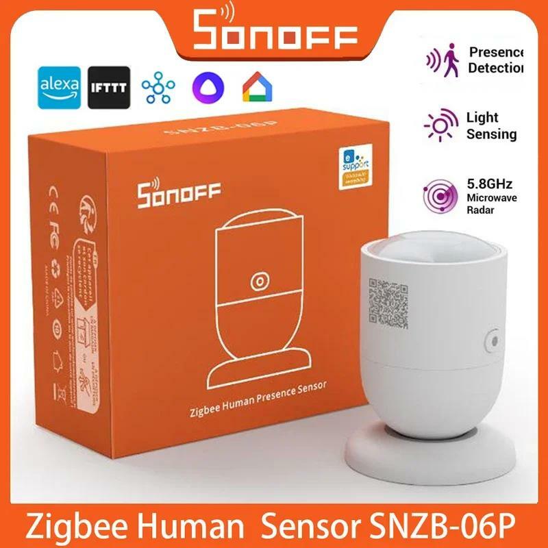 SONOFF-Zigbee Sensor de Pressão Humana SNZB-06P, Detecção de Presença, Light Sensing, Smart Home Automation para o Google Alexa Alice
