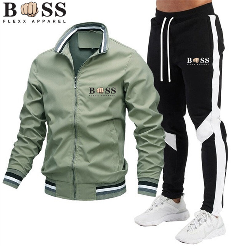 2023 autunno/inverno BSS FLEXX abbigliamento nuova giacca da uomo Set Casual pantaloni impiombati giacca da Baseball Stand collo giacca di alta qualità