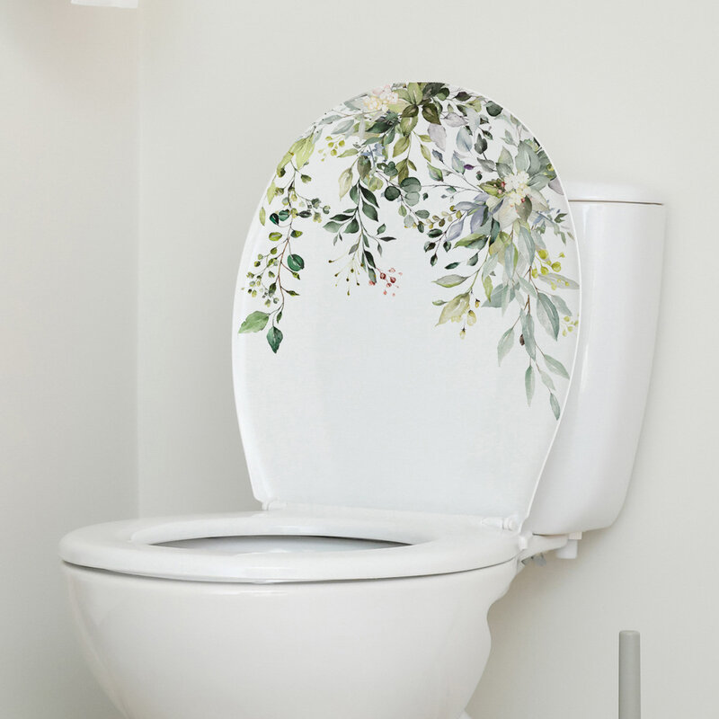 Pegatina de pared de hoja de flor de planta de 30x25cm, autoadhesiva creativa decorativa para baño, restaurante, Comercial