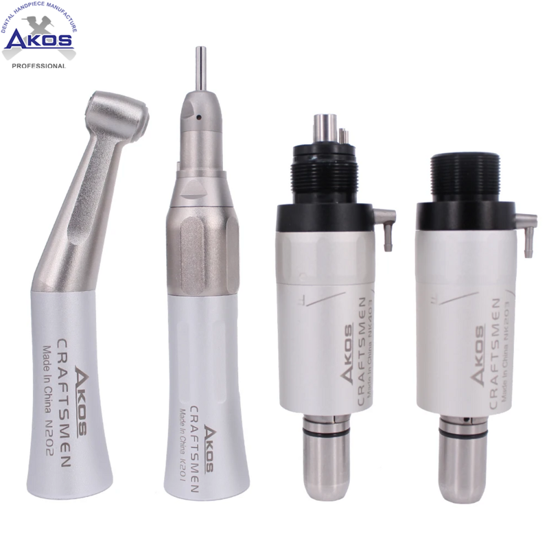 Dental Low Speed Handpiece Kit Push Button Contra Angle Straight 2/4 Hole Air Motor Push Button