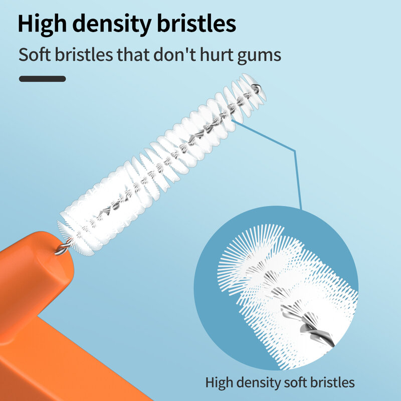 20 Buah Sikat Interdental untuk Ortodontik Bersih Antara Gigi Gigi Kebersihan Mulut Sikat Mikro Sikat Mini dengan Penutup Debu