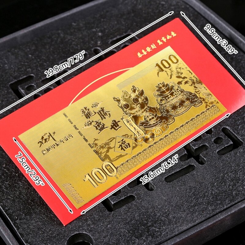 4 pz 2024 Nuovo Anno Cinese Del Drago Lamina D'oro Collezione Monete Busta Hongbao Confezione Regalo Borsa Soldi Tasche per