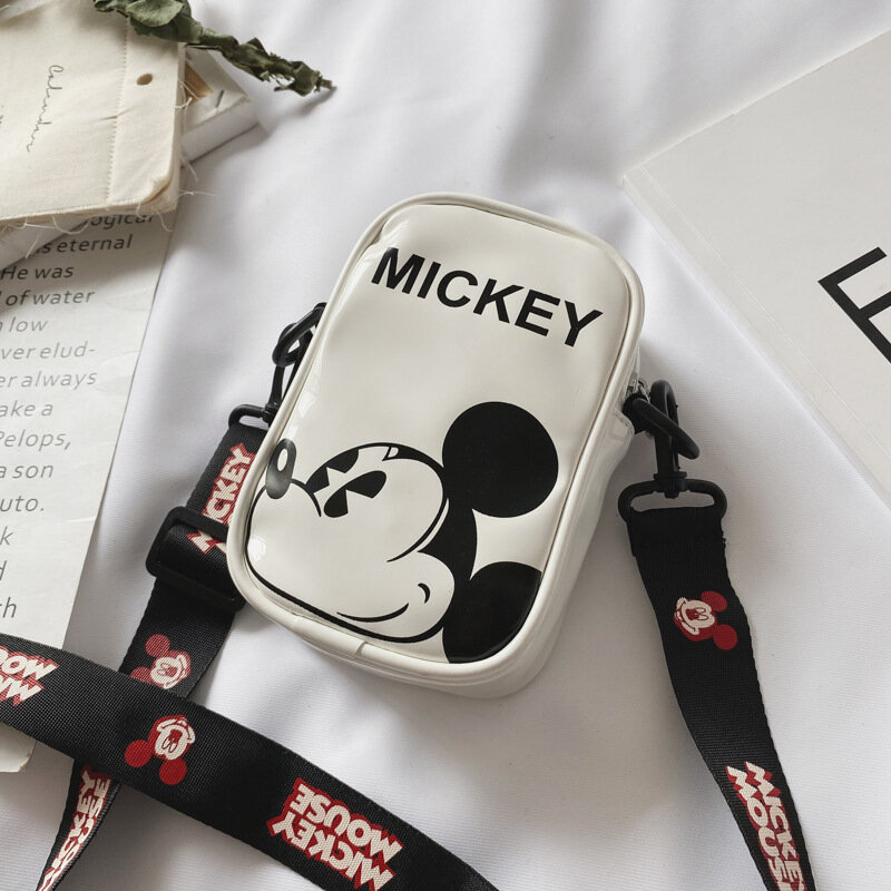 Disney 2022ใหม่การ์ตูน Mickey Mouse เด็กกระเป๋าหิ้ว Mickey Minnie กระเป๋าสะพายไหล่ของเด็กผู้หญิงเด็กสาวกระเป๋าคาดหน้าอกเอวกระเป๋า
