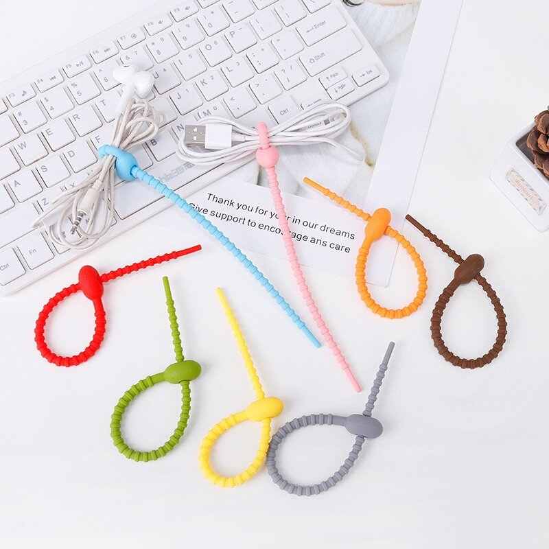 8PCS Cable Winder Stylish Simple Colorful Cable Ties USB Charger Stand Desk Tidy Organizer Wire Leads for Desk Cable Fixing