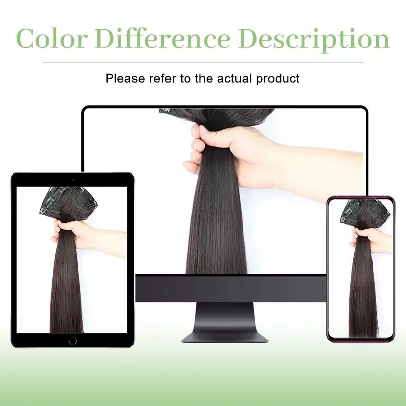 ALXNAN HAIR-Extensões de cabelo liso sintético, fibra de alta temperatura, peruca preta e marrom, 3 peças por conjunto