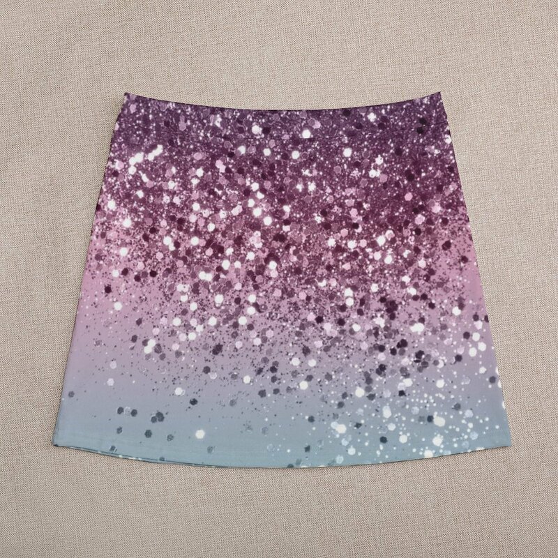 Mini-saia feminina de unicórnio feminino, glitter falso, brilhante, pastel, decoração, arte, estilo japonês, 6