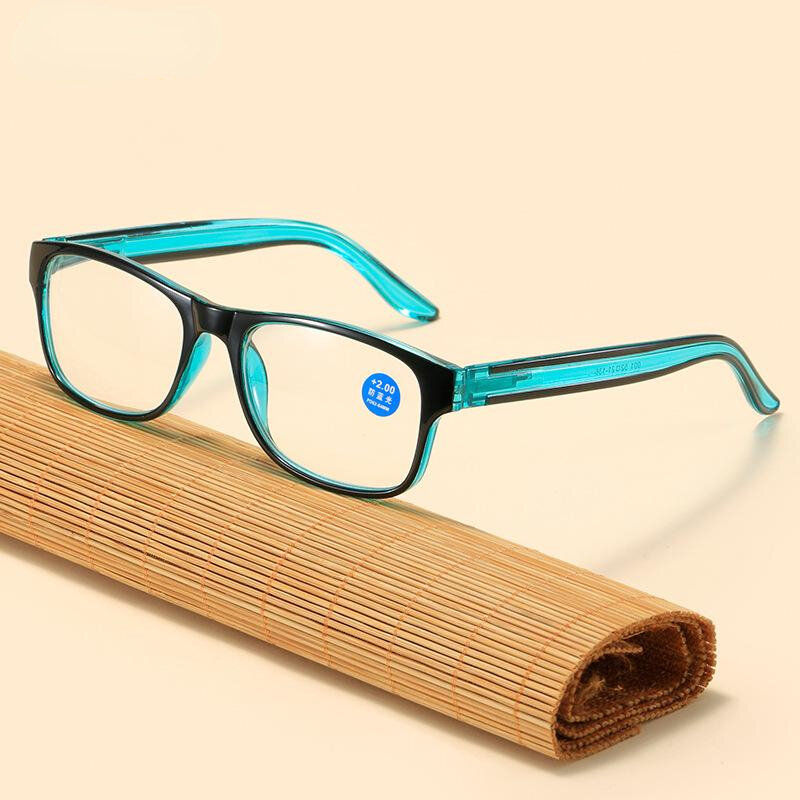 Anti Blauw Licht Leesbril Mode Vrouwen Mannen Clear Sqaure Computer Presbyopische Brillen Lente Benen Frame Bril