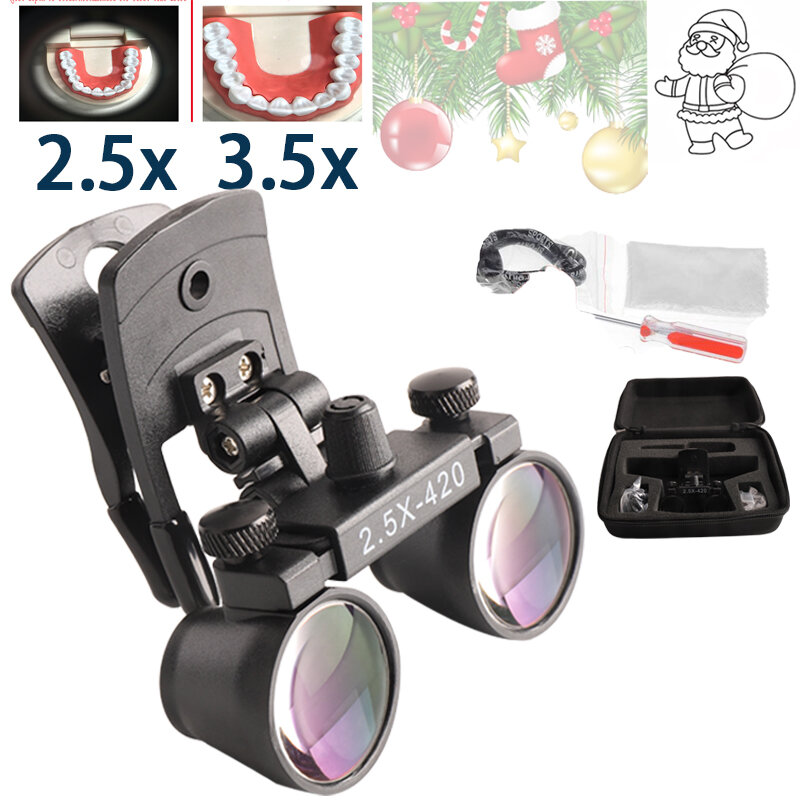 Binocular Dental Loupes 2.5X 3.5X Coated Optical Lens with Clip Magnifying Glass Galilean Dental Magnifier Dentistry Surgical