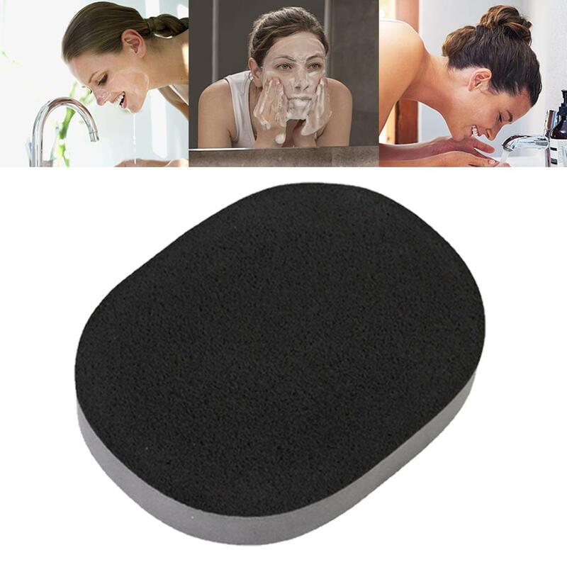 Natural Bamboo Charcoal Face Powder Puff Soft Natural Facial Sponge Wash Bamboo Cleaning Black Cosmetic Puff Beauty S5L9