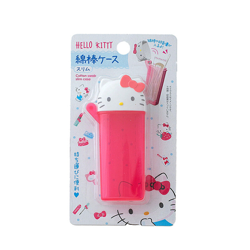 Hello Kitty Mini Tandenstoker Tube Kawaii Anime Kt Cat Draagbare Reis Make-Up Wattenstaafje Opbergdoos Floss Container Met Spiegel
