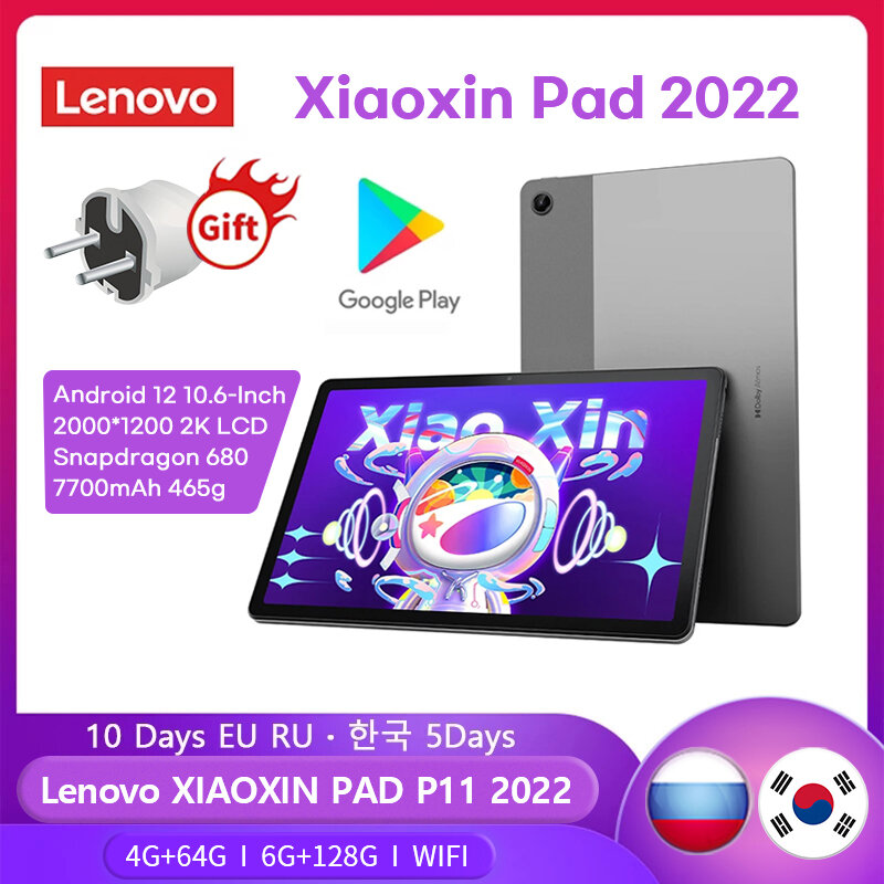 Lenovo Tab P12 Máy Tính Bảng Toàn Cầu Miếng Xiaoxin Pad 2022 Pad Pro 128GB 64GB Màn Hình 10.6 ''Snapdragon 680 octa Core 7700MAh Viên
