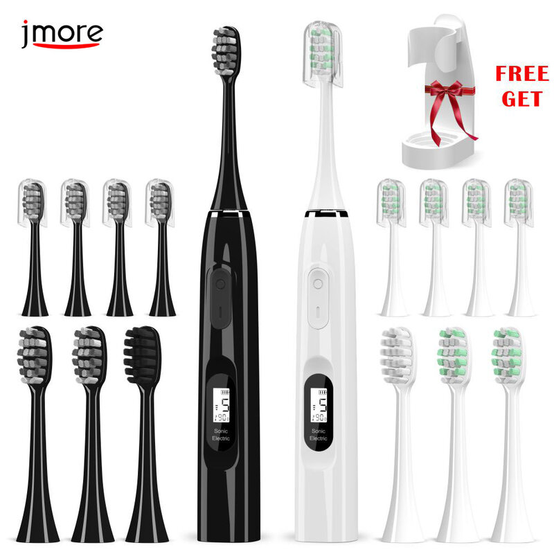 Jmore P5S LCD Ultrasound Toothbrush Adult TypeC  Rechargeable IPX7 Washable 15Modes Cleaning Whitening Sonic Electric Toothbrush