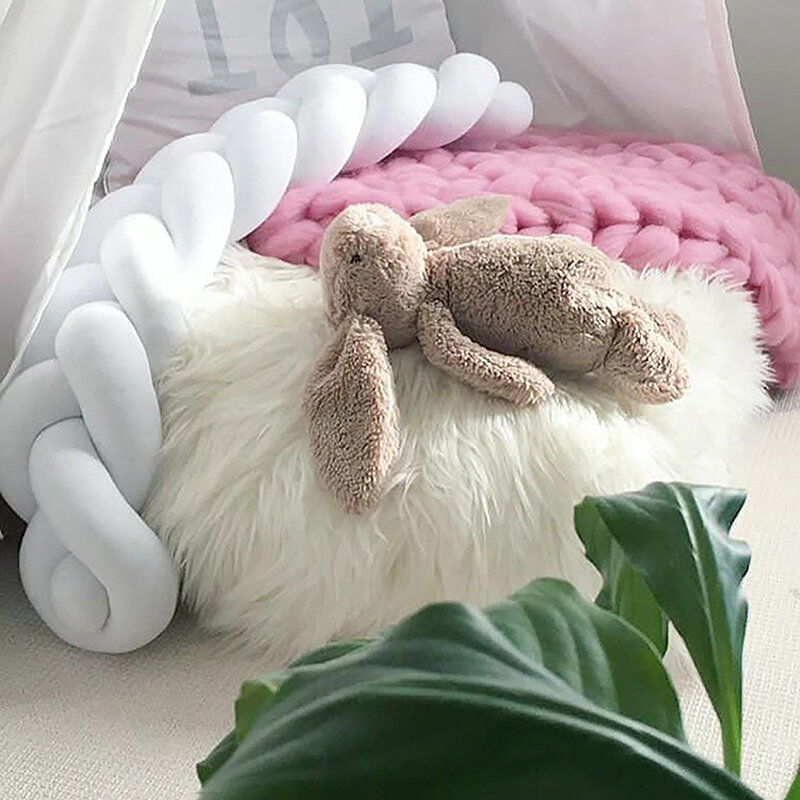 1.5M Handmade Woven Bed Surround Extra Thick Crib Long Fried Dough Twists Edge Anti Collision Strip Protector