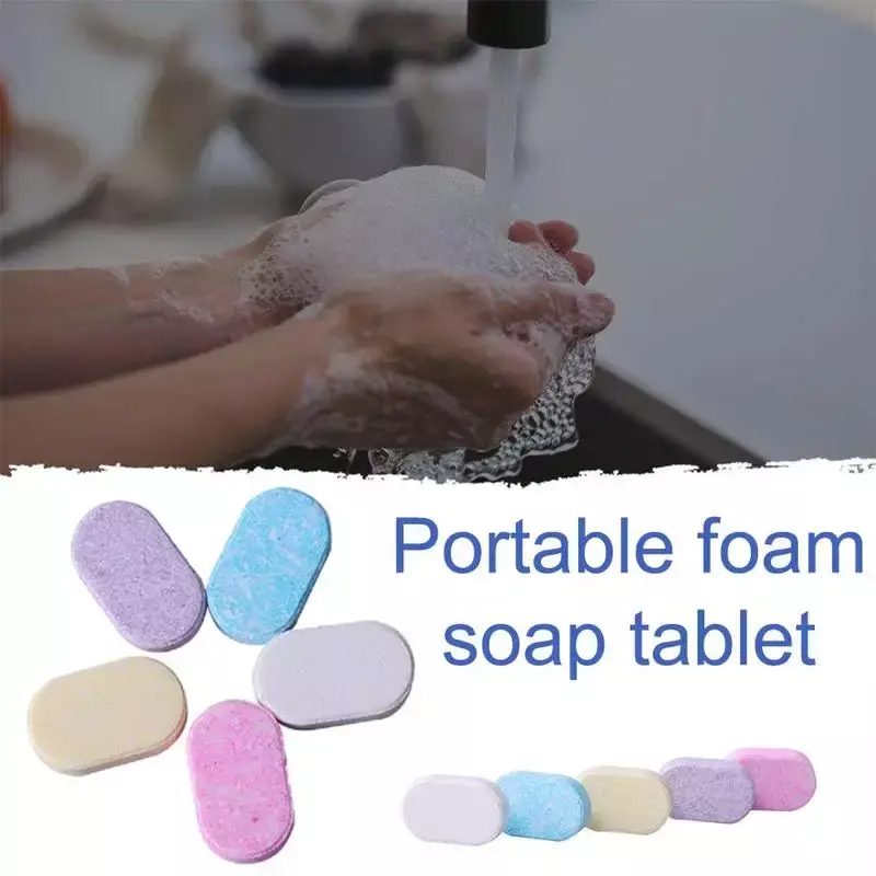 Comprimidos de Lavar as Mãos de Espuma, Espuma Desinfetante para as Mãos, Sabonete Portátil, Quick Melt Efervescente, Cuidados com as Mãos, Sabonetes de Limpeza, 4g por Pc