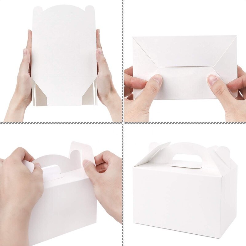 Op Maat Gemaakte Productvriendelijke Witte Kartonnen Partij Gunst Dozen Papier Opvouwbare Bruiloft Geschenkdoos Kraft Papier Snoep Cake Doos
