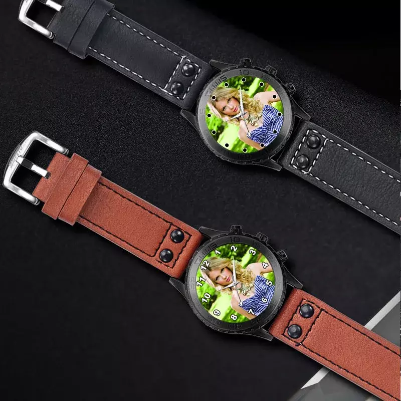 맞춤형 로고 사진 석영 시계 남성용, 사진 인쇄 시계, 그림 인쇄 시계, 크리에이티브 독특한 시계, 크리에이티브 DIY 손목시계
