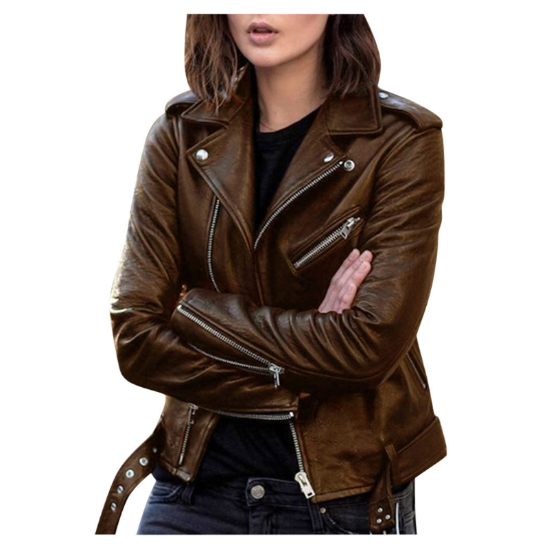 Leather coat women's new fashion cool top autumn short spring Korean PU motorcycle wear slim fit winter leather jacket trend